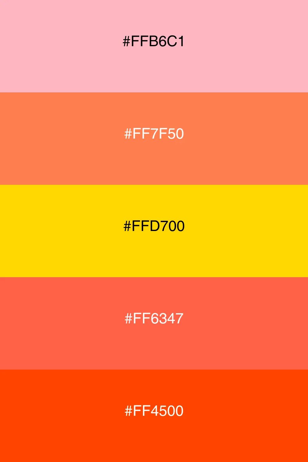 A vibrant palette inspired by warm sunset colors.