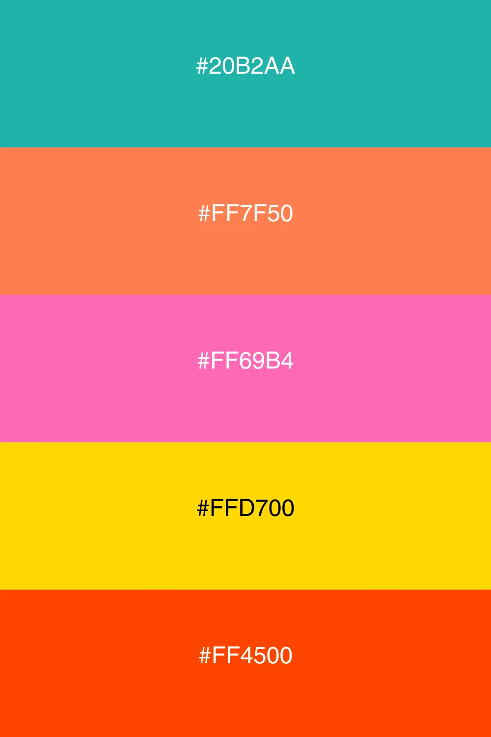 A bold palette inspired by vibrant sunset hues.