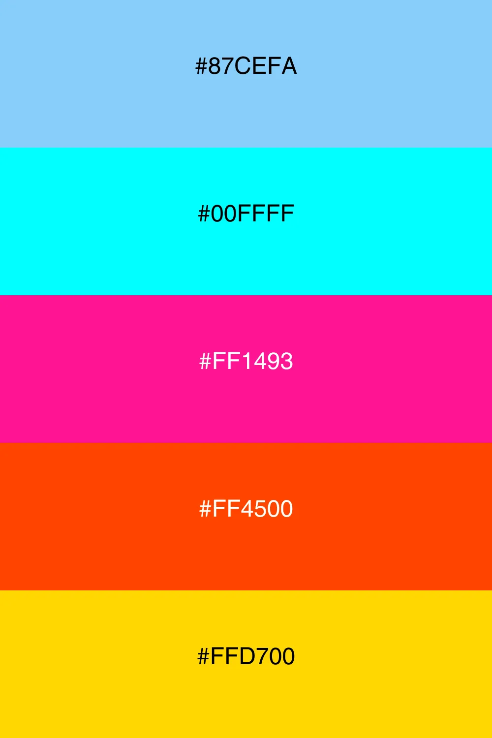 A bold neon palette full of energy and excitement.