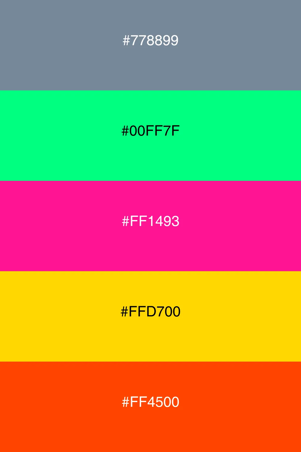 A vibrant neon palette that energizes and excites.