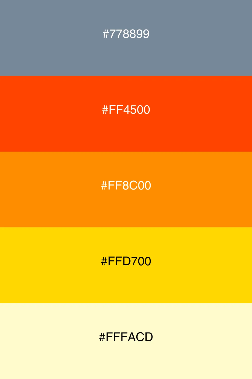 A vibrant palette inspired by the colors of a sunset.