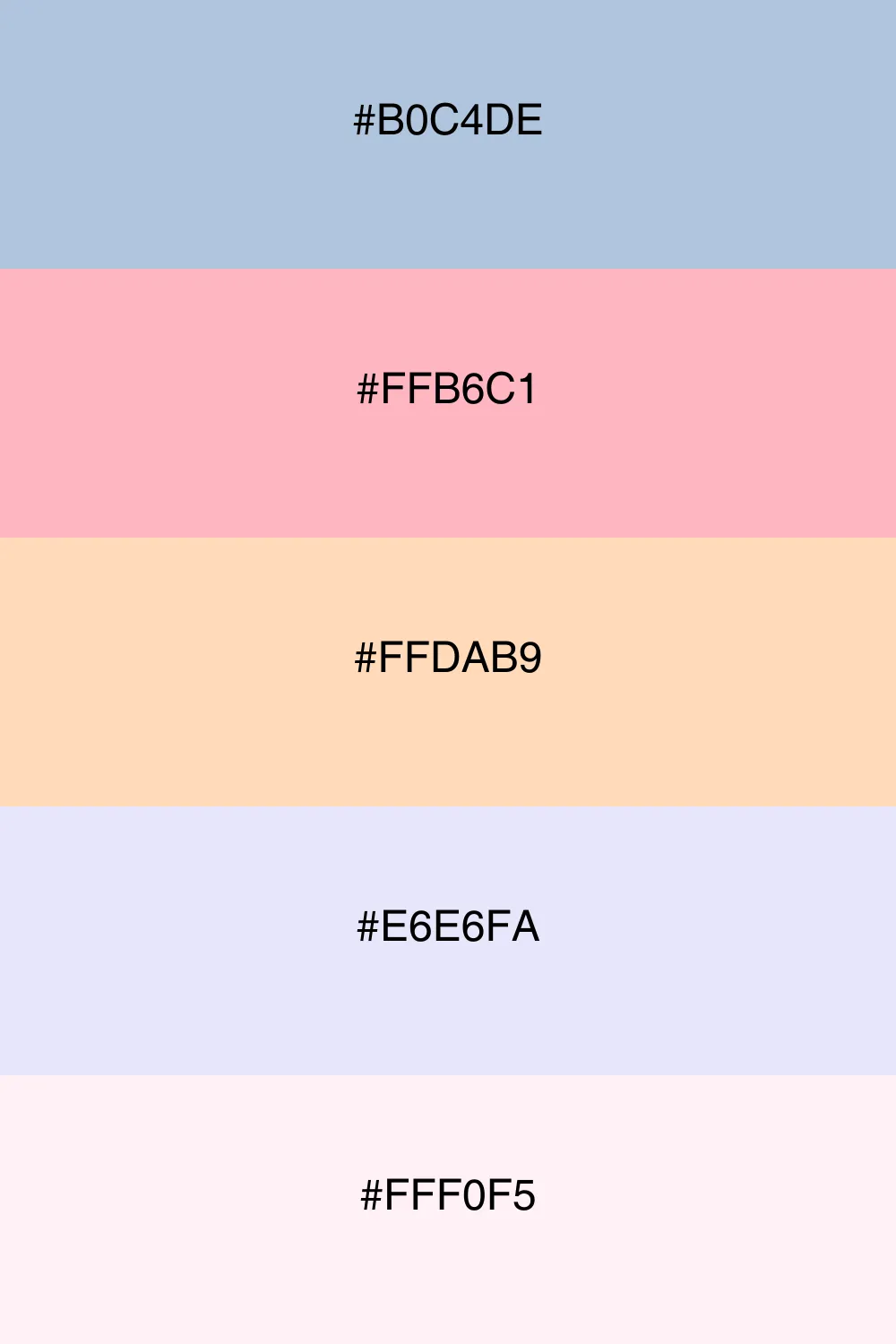 A gentle mix of pastel colors for a soft aesthetic.