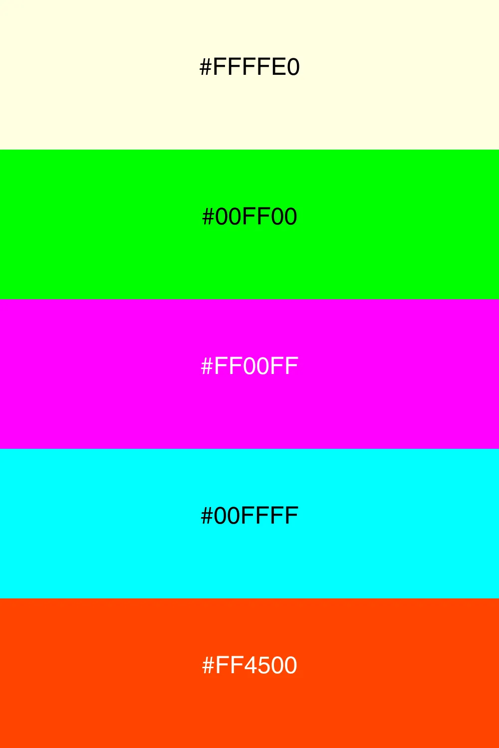 A vibrant neon palette that radiates energy and fun.