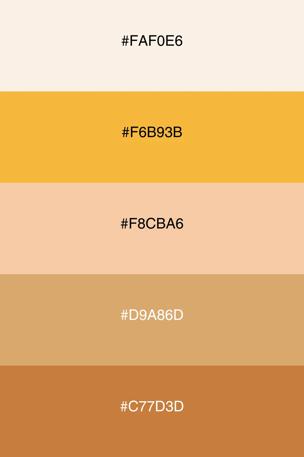 A warm palette inspired by the colors of a sunset.