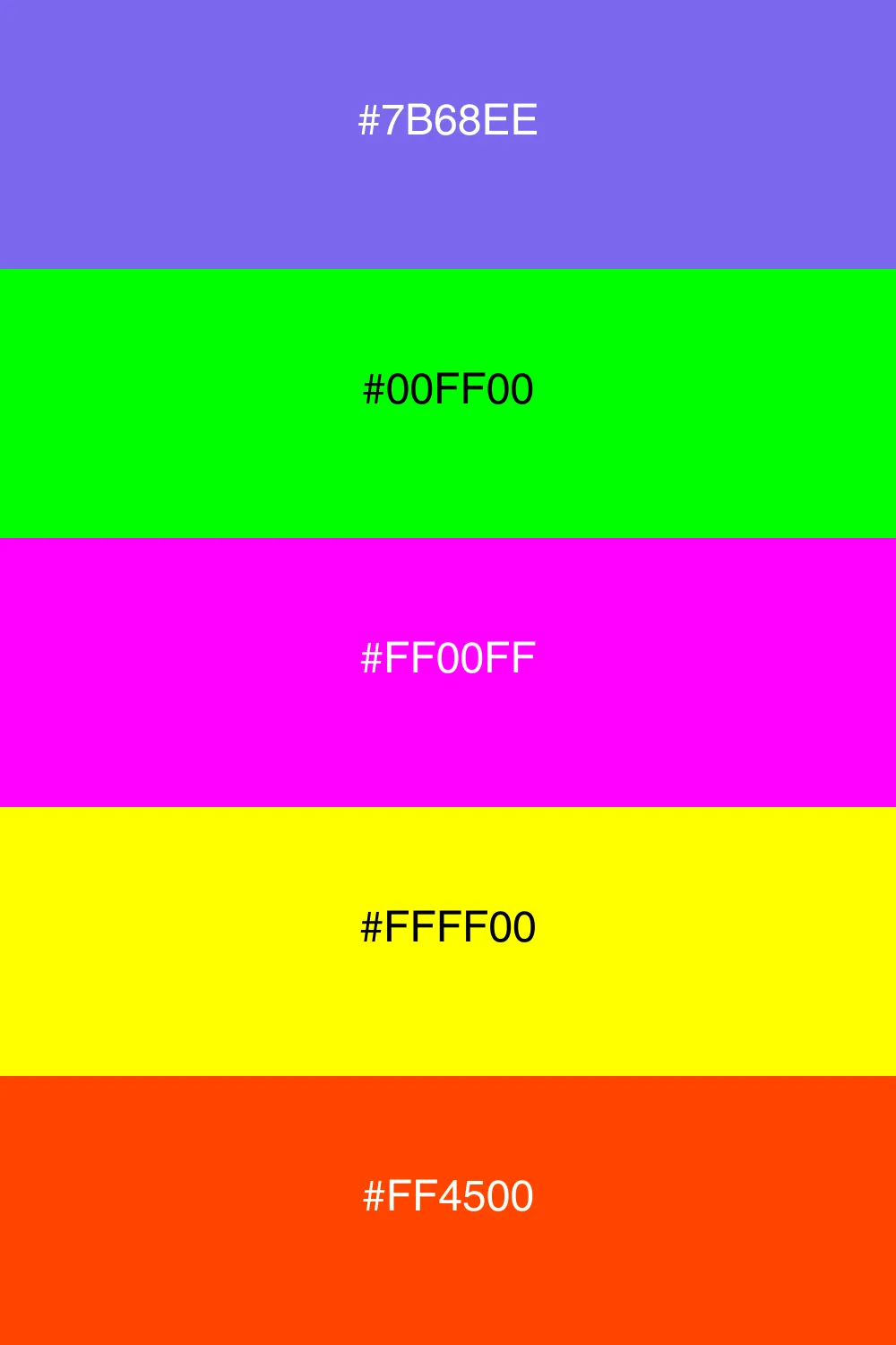 A vibrant neon palette that is bold and energetic.
