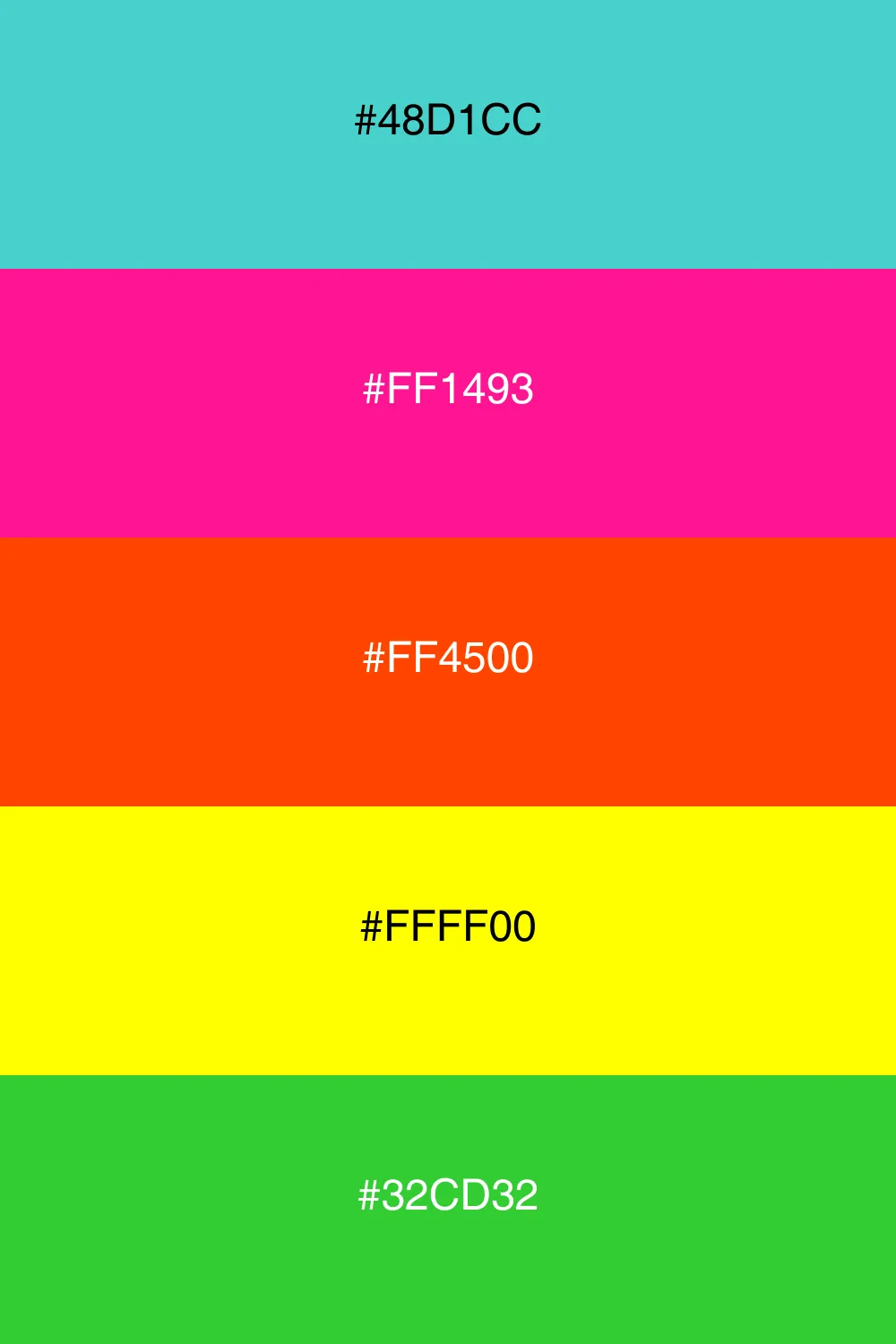 A vibrant neon palette that bursts with energy.