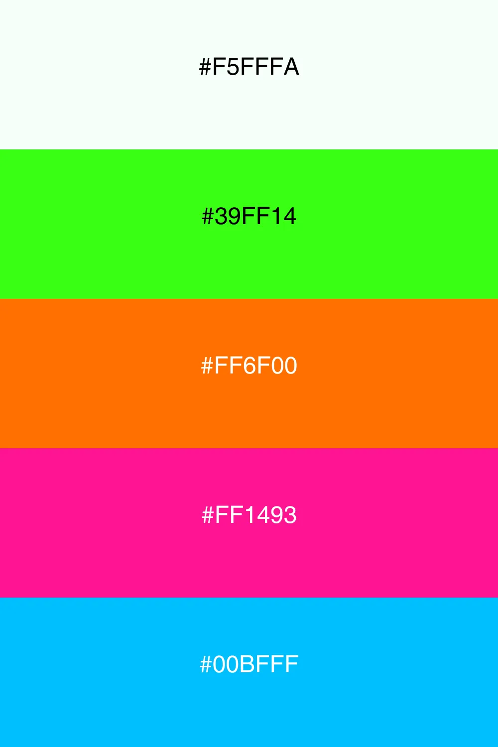 A vibrant neon palette full of energy and playfulness.