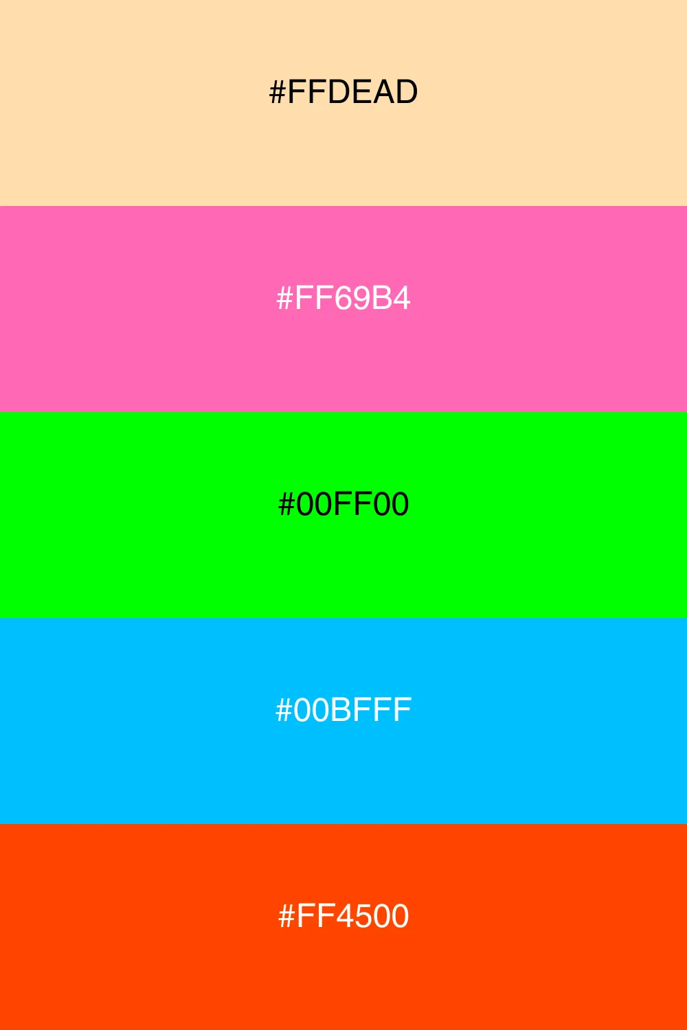 A vibrant neon palette for a playful and bold look.