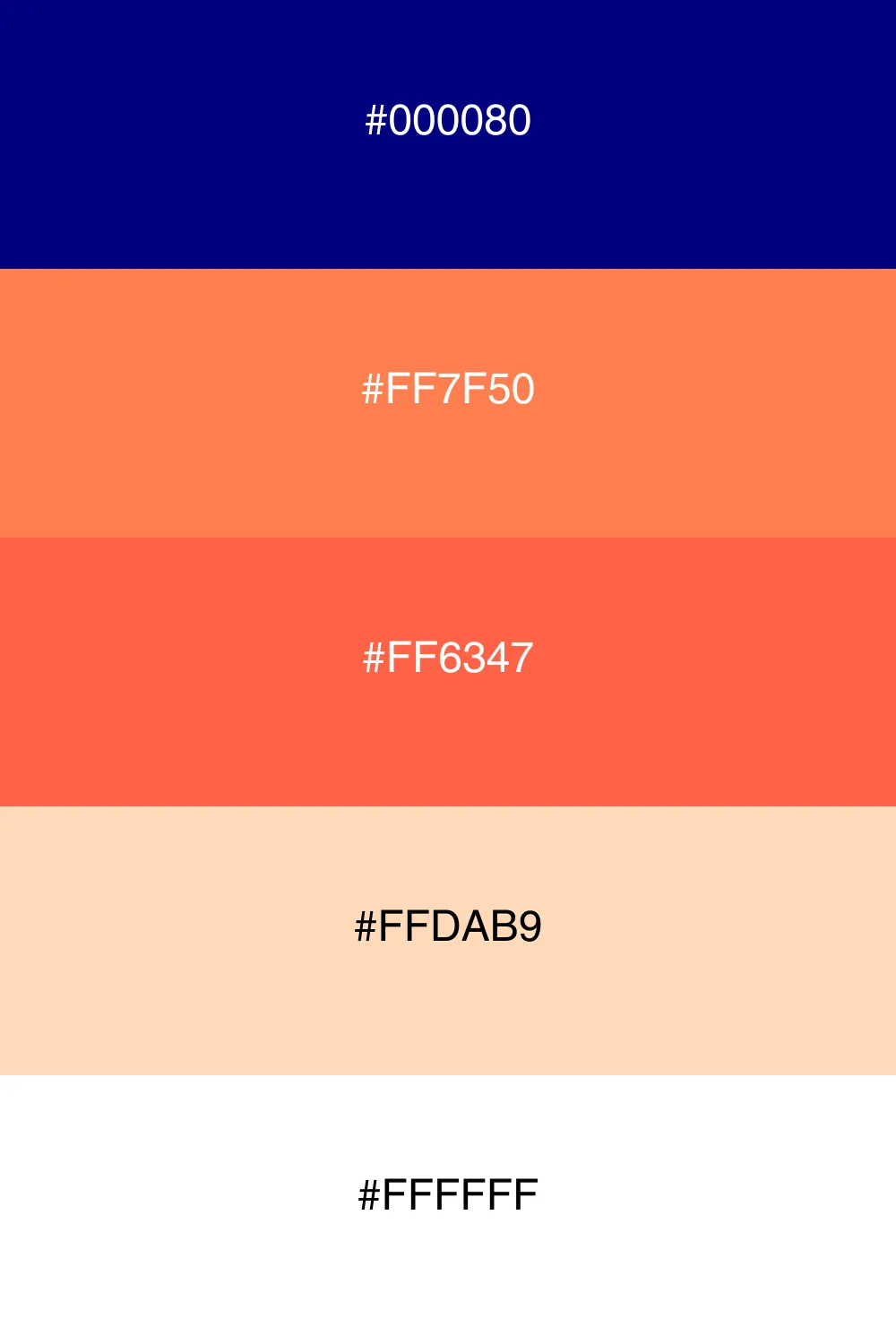 A playful palette combining navy and coral tones.