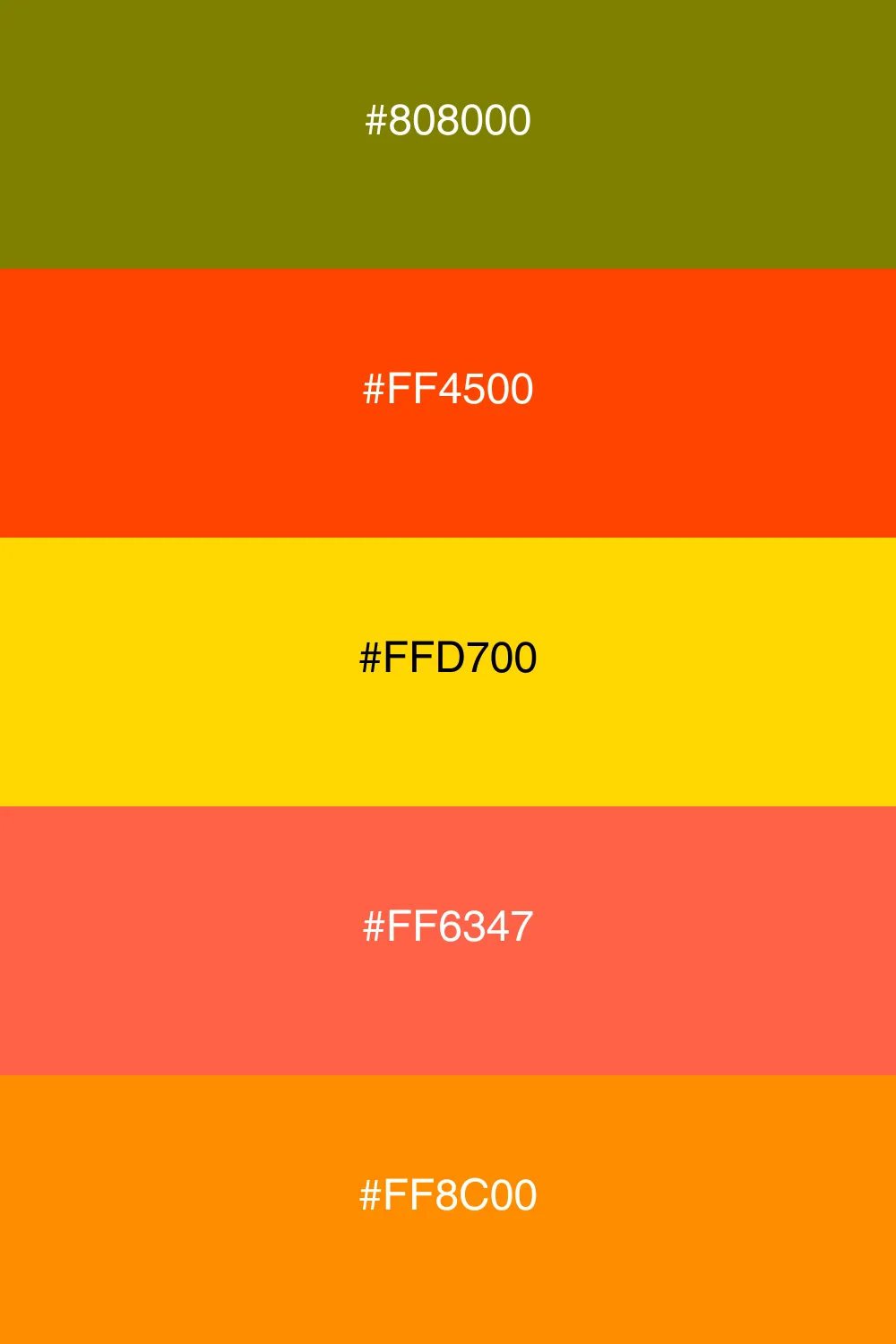 A vibrant palette inspired by the colors of a sunset.